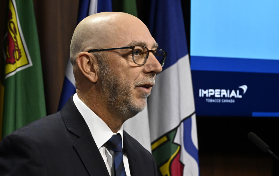 Imperial Tobacco Canada's Eric Gagnon explained in Ottawa the company went through a two-year assessment process with Health Canada to get Zonnic approved. (The Canadian Press/Justin Tang)