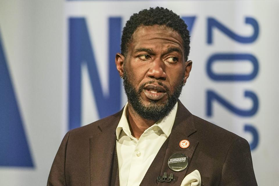 New York Public Advocate Jumaane Williams listens during New York's governor primary debate at the studios of WCBS2-TV, Tuesday, June 7, 2022, in New York. (AP Photo/Bebeto Matthews)