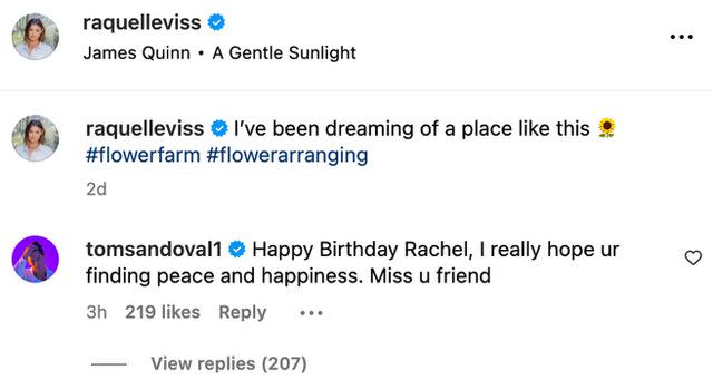 <p>Rachel Leviss/Instagram</p> Raquel Leviss Blocks Tom Sandoval After He Wishes Her 'Peace and Happiness' on Her 29th Birthday