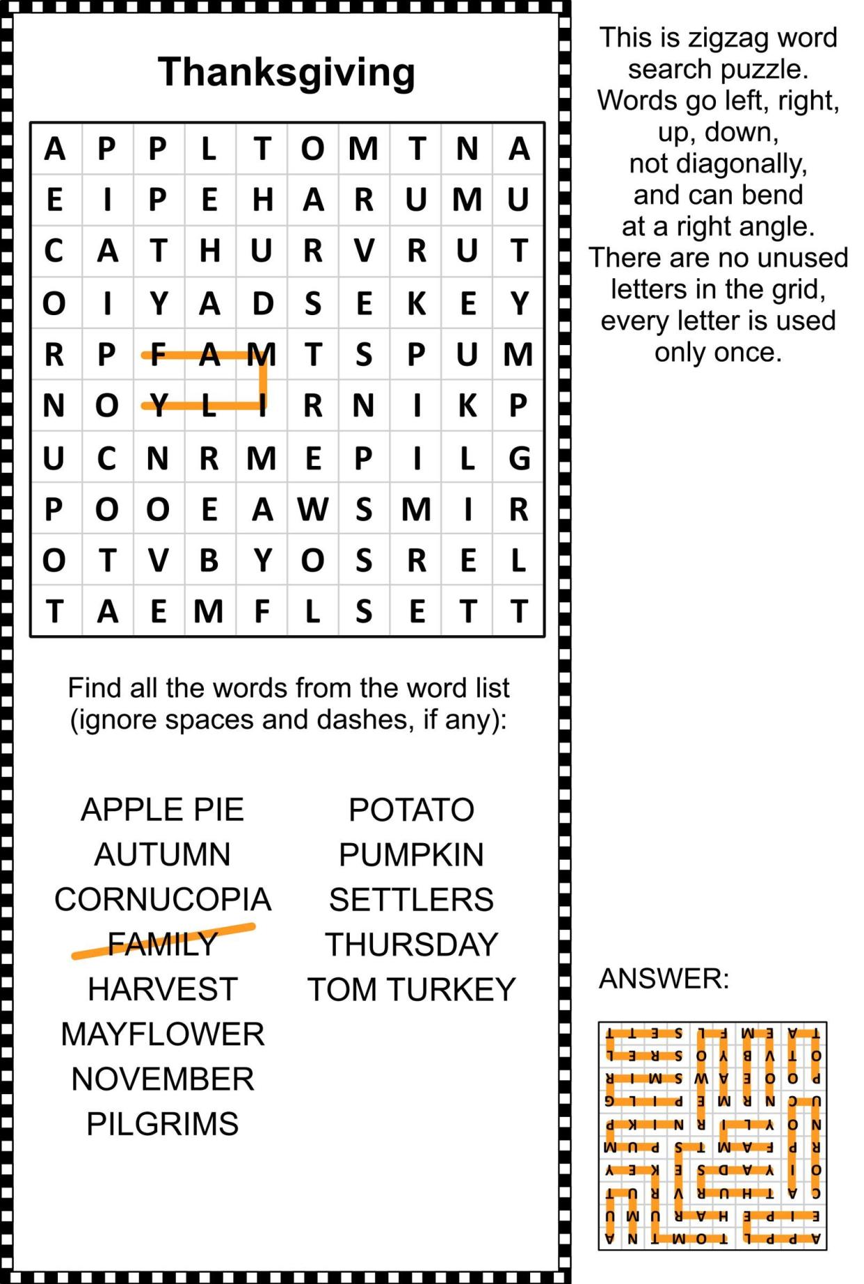 thanksgiving word search puzzle