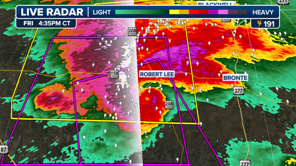 Radar showed a tornadic supercell outside of San Angelo, Texas.