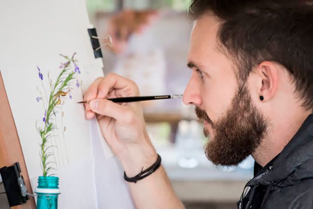 <p>Scott Ramsay/Courtesy of Grootbos Florilegium</p> Artist Chris Lochner at work in the Grootbos Florilegium.