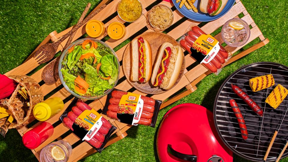 Oscar Mayer plant-based sausage products at a picnic