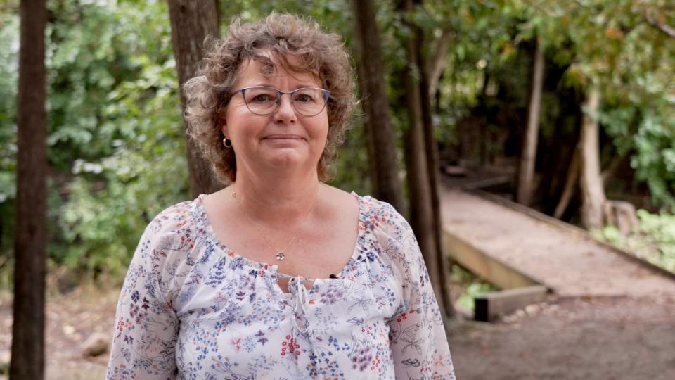 Elementary teacher Wilma Armstrong, seen in the forest learning space next to her school in Millbrook, Ont., on Wednesday, September 25, 2024, is excited to put new learning from a recent climate education professional development course into practice in the classroom.