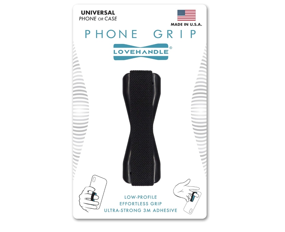 black elastic phone grip