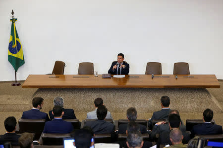 Brazil's Justice Minister Sergio Moro presents anti-crime bill to governors in Brasilia, Brazil February 4, 2019. Marcelo Camargo/Agencia Brasil/Handout via REUTERS