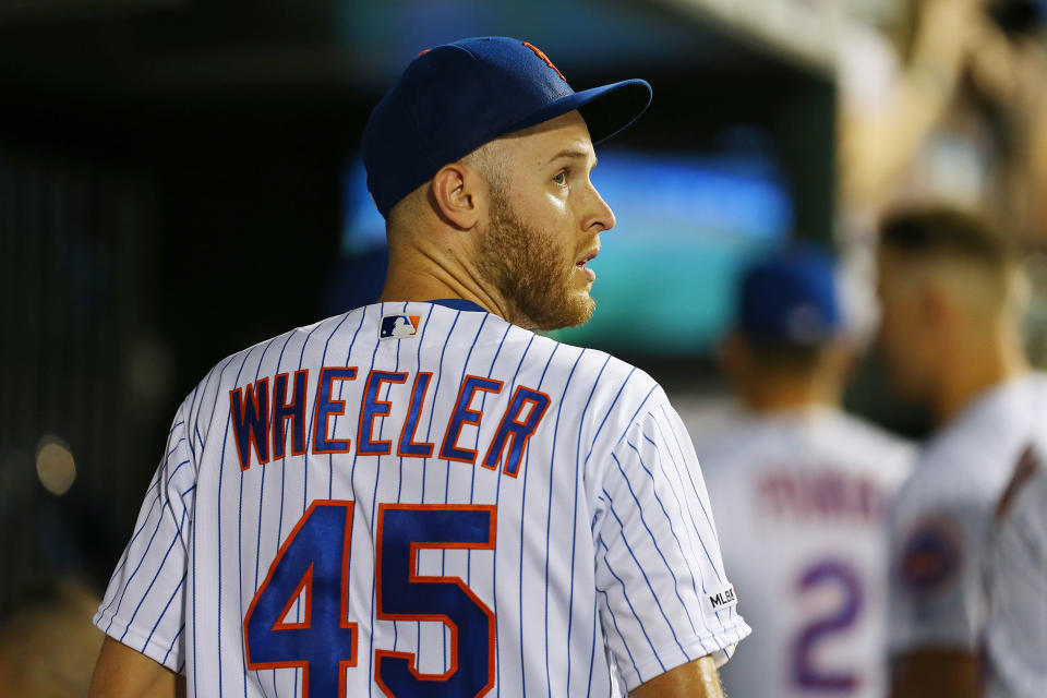 NEW YORK, NY - SEPTEMBER 15: Zack Wheeler #45 of the New York Mets in action against the Los Angeles Dodgers during of a game at Citi Field on September 15, 2019 in New York City. (Photo by Rich Schultz/Getty Images)