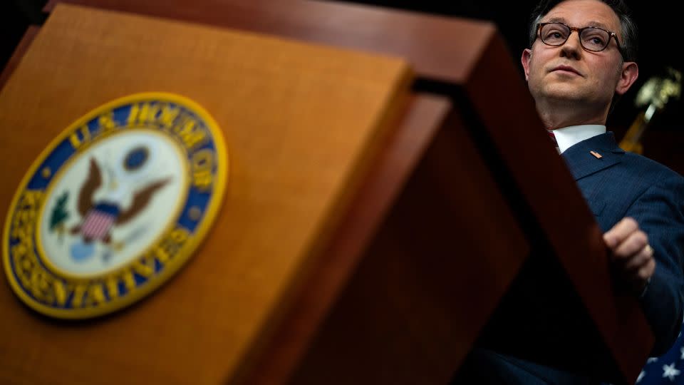 House Speaker Mike Johnson speaks during a news conference at the US Capitol in Washington, DC on September 10, 2024. - Kent Nishimura/Getty Images/File