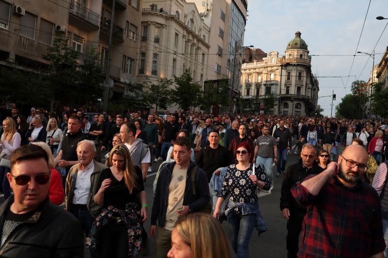 Protest against violence and in reaction to the two mass shootings, in Belgrade