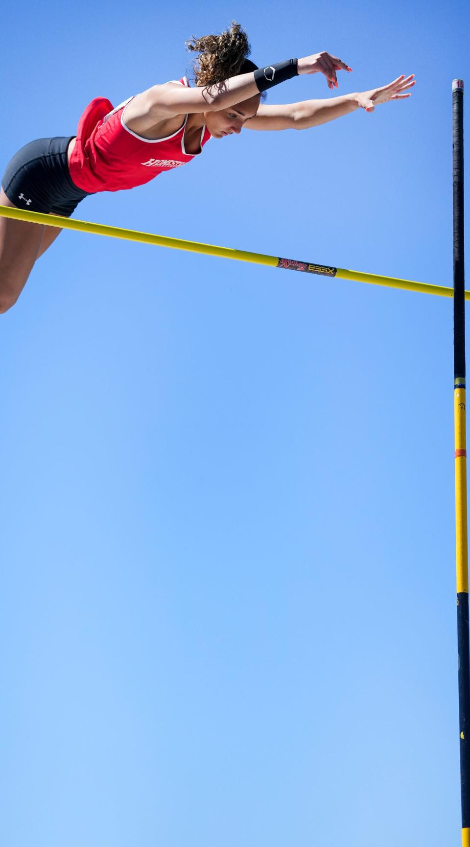 Homestead senior Peyton Berryman (482) finishes in first place pole vaulting 12 feet and 9 inches in Division 1 during the WIAA state track and field meet Friday, June 3, 2022, at Veterans Memorial Stadium Complex in La Crosse.
