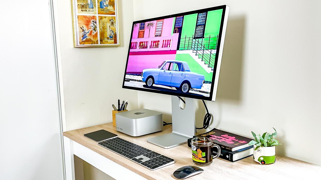  Apple Studio Display shown side on. 