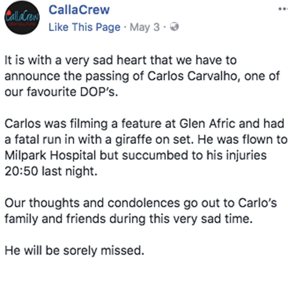 CallCrew made the sad announcement online on May 3. Source: CallaCrew/ Facebook