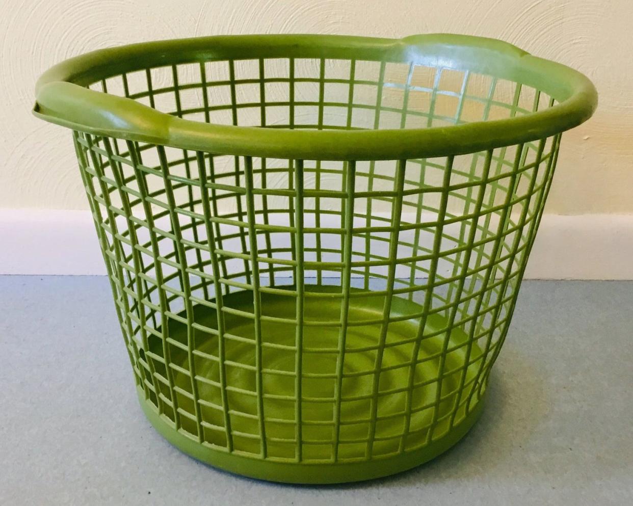 Avocado Green Vintage Laundry Basket