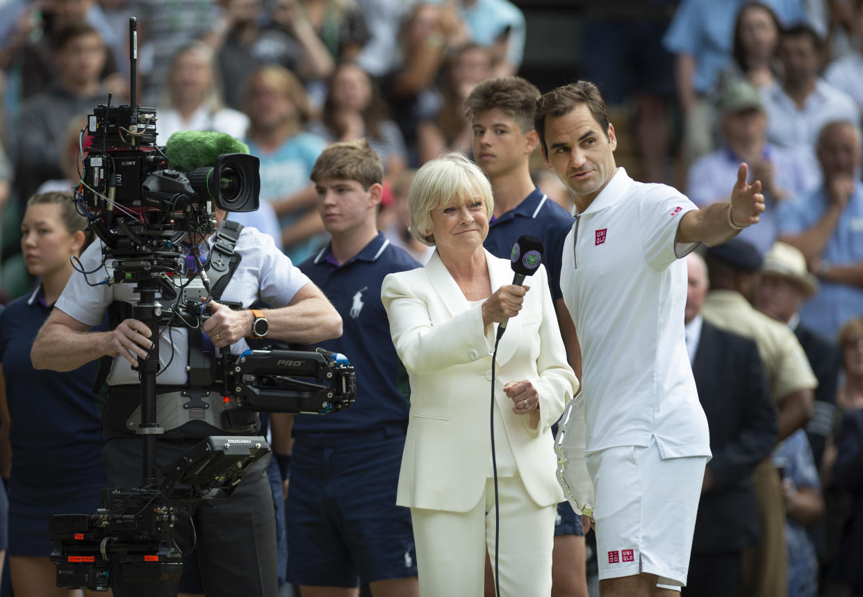 Sue Barker interviews Roger Federer