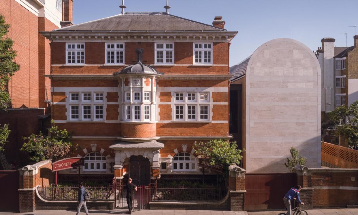 <span>The new ‘sarcophagus-like’ extension alongside the original coroner’s court building in Horseferry Road, London SW1.</span><span>Photograph: Rory Gaylor/Lynch Architects</span>