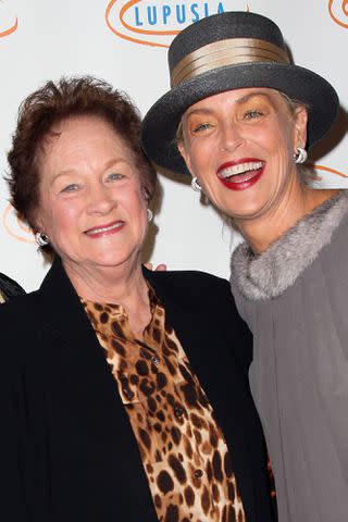 <p>David Livingston/Getty </p> Dorothy and Sharon Stone in Beverly Hills, California, on Nov. 1, 2012