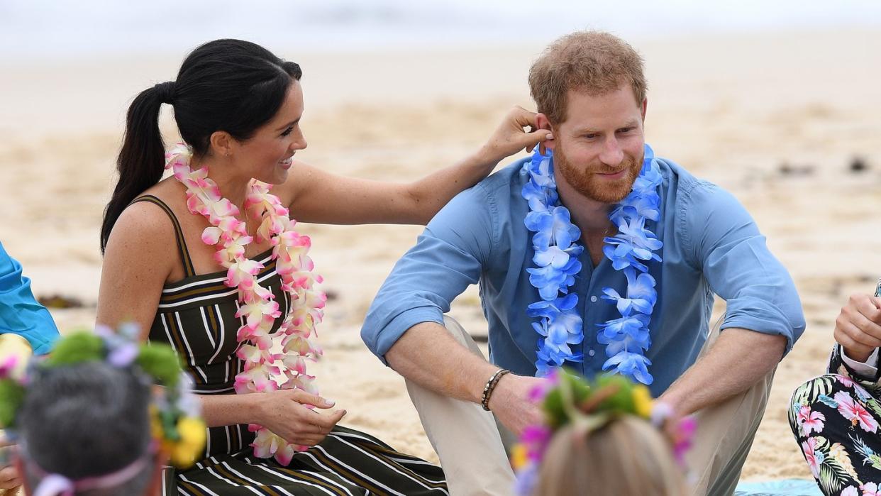 Harry und Meghan relaxt am Bondi Beach. Foto: Dan Himbrechts/AAP