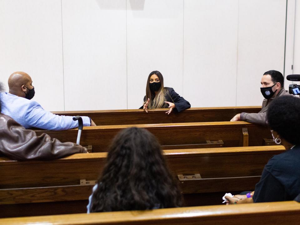 Kim Kardashian West meets with members of Julius Jones’s family at Tabernacle Baptist Church of Oklahoma CityCourtesy Amber Integrated