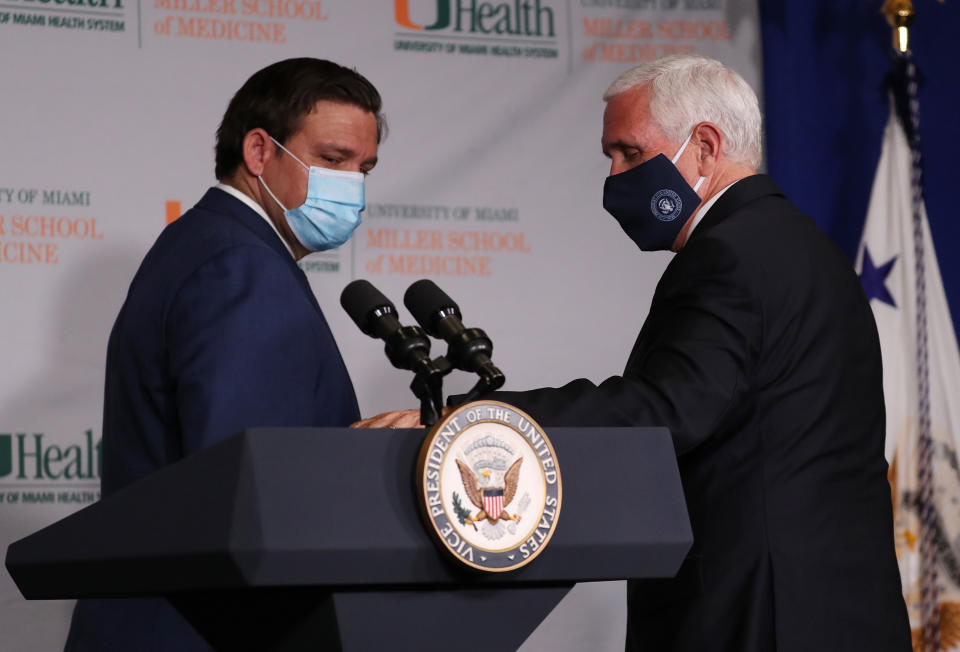 Mike Pence, right, and Ron DeSantis 