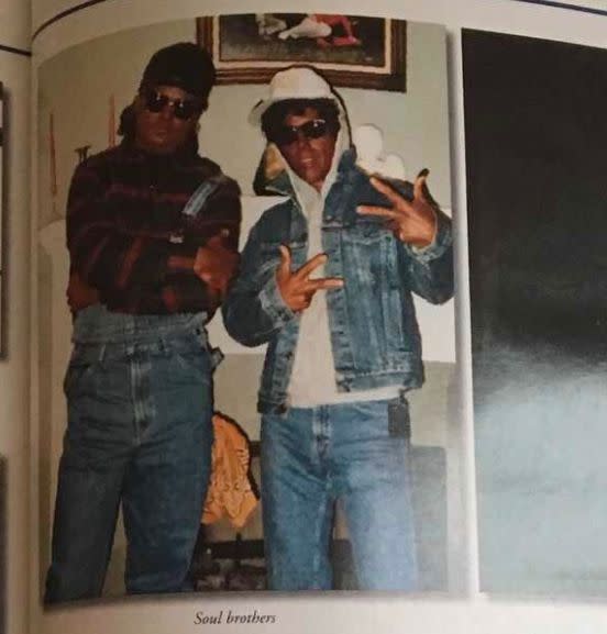 A Baton Rouge Police Department yearbook photo showing two officers in blackface. (Photo: <a href="http://therougecollection.net/therouge/baton-rouge-police-officer-in-department-yearbook-in-black-face/" target="_blank">The Rouge Collection, Gary Chambers publisher</a>)