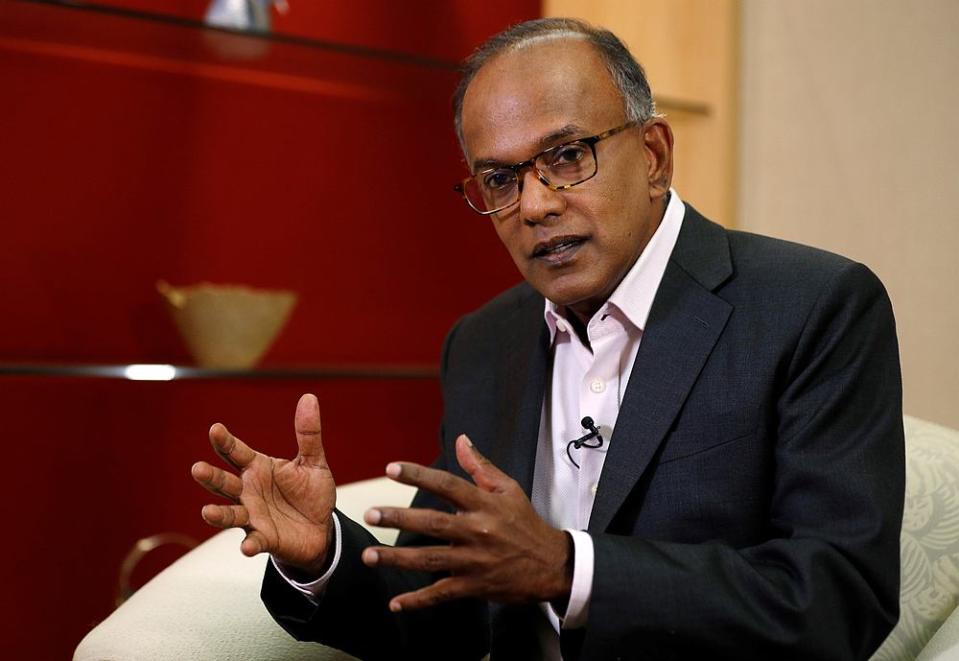 Singapore's Home Affairs Minister K. Shanmugam speaks during an interview in Singapore July 31, 2019. — Reuters pic