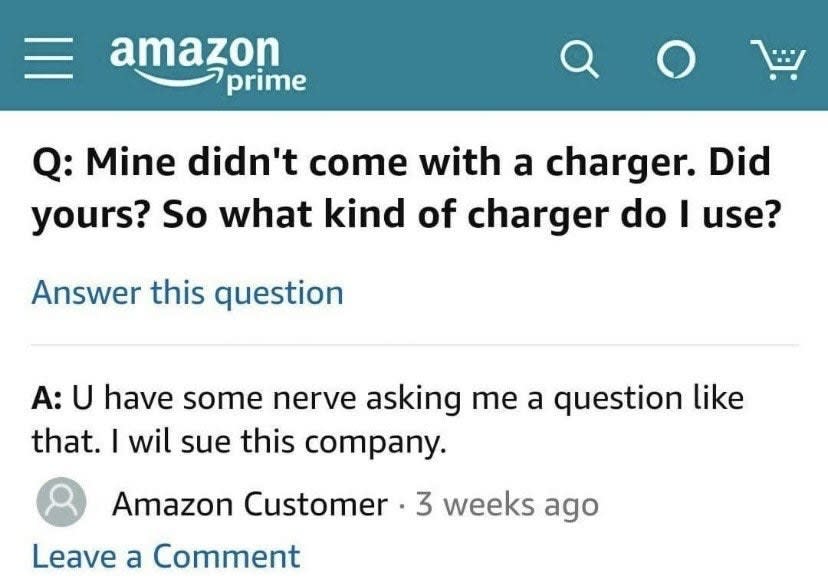 amazon customer threatening to sue for no reason: