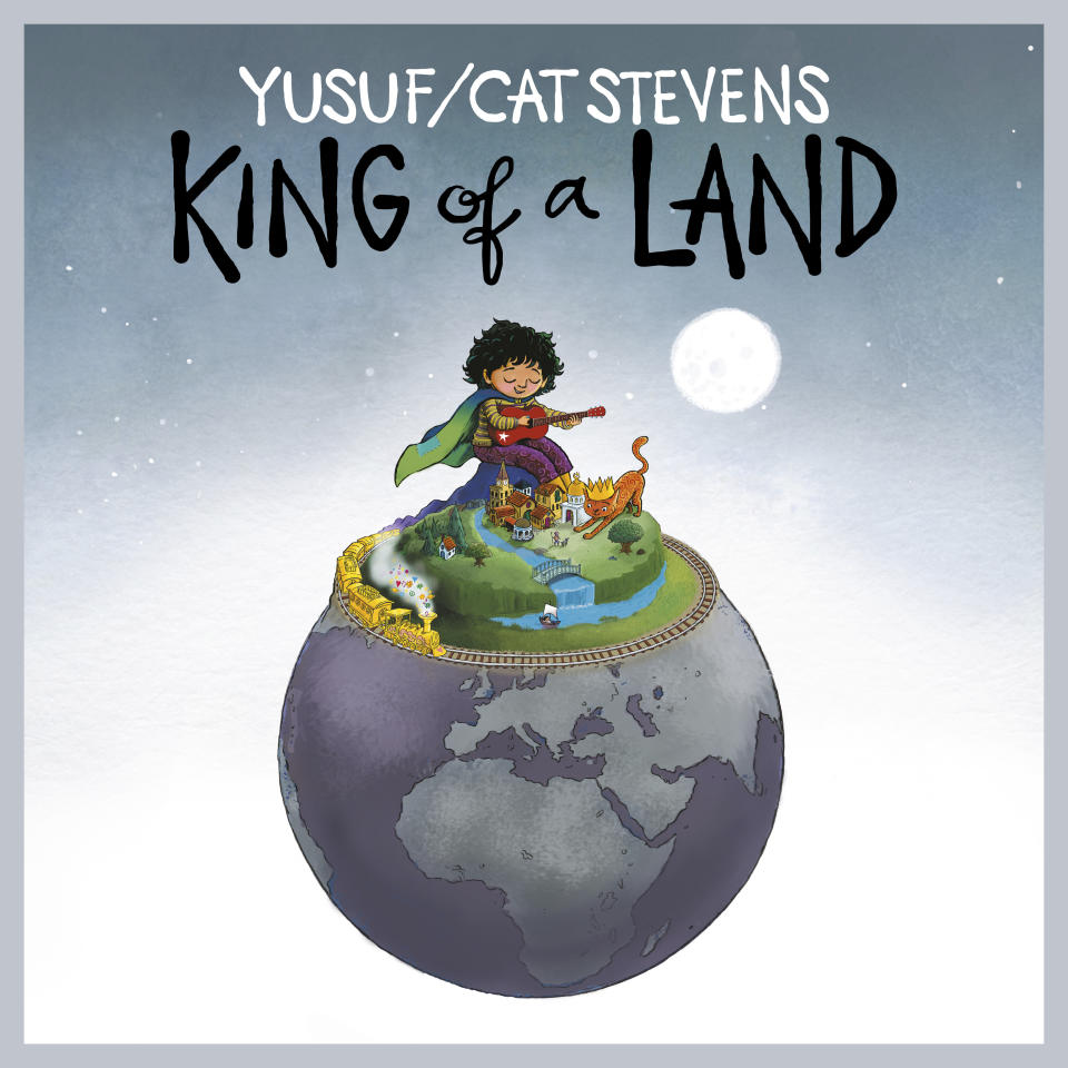 This cover image released by Dark Horse Records shows 12-song collection from Yusuf/Cat Stevens called “King of a Land” releasing in June. (Dark Horse Records via AP)