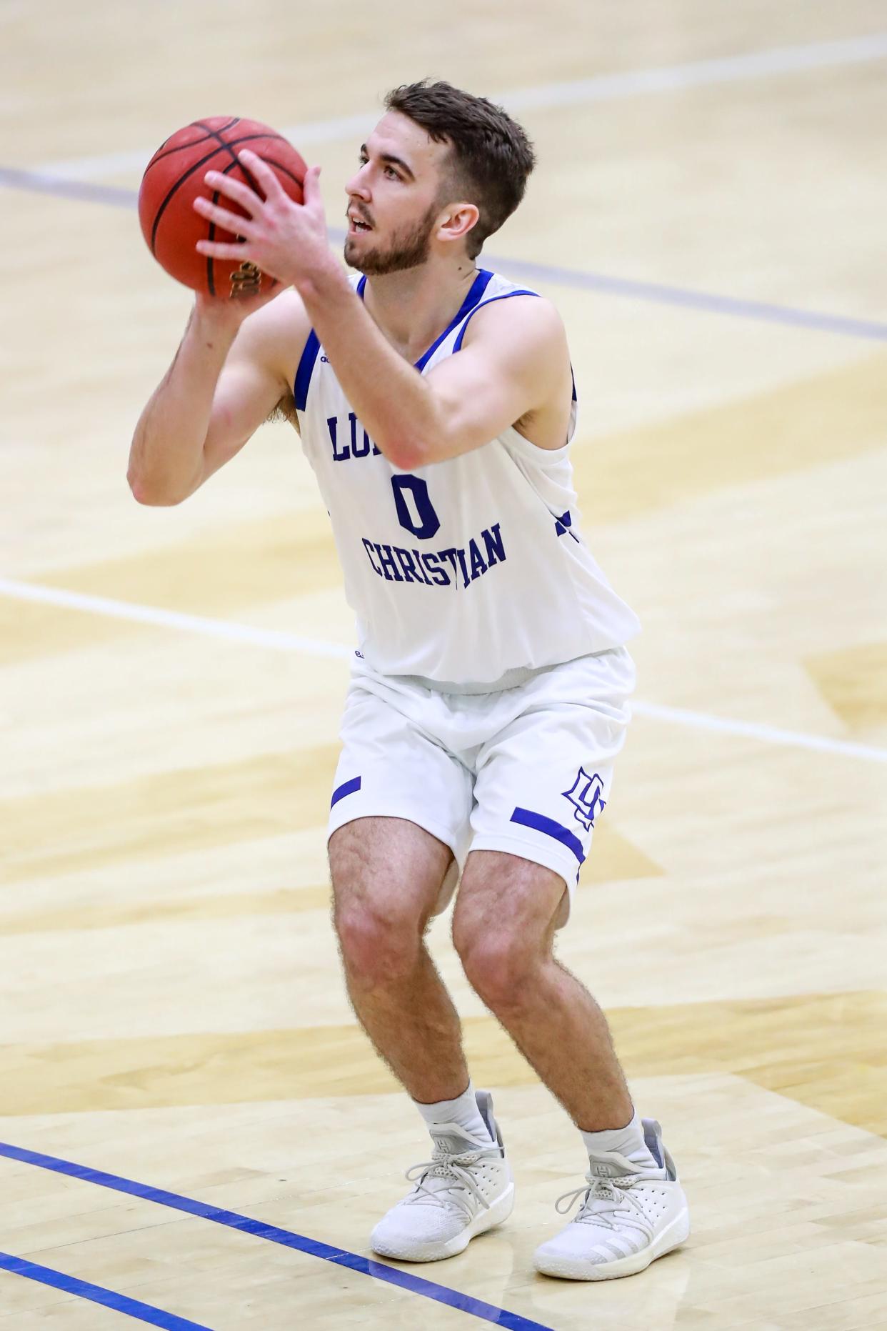 LCU forward Rowan Mackenzie (0) on Monday was named the Lone Star Conference men's basketball offensive player of the week. He averaged 25.5 points in two games last weekend.