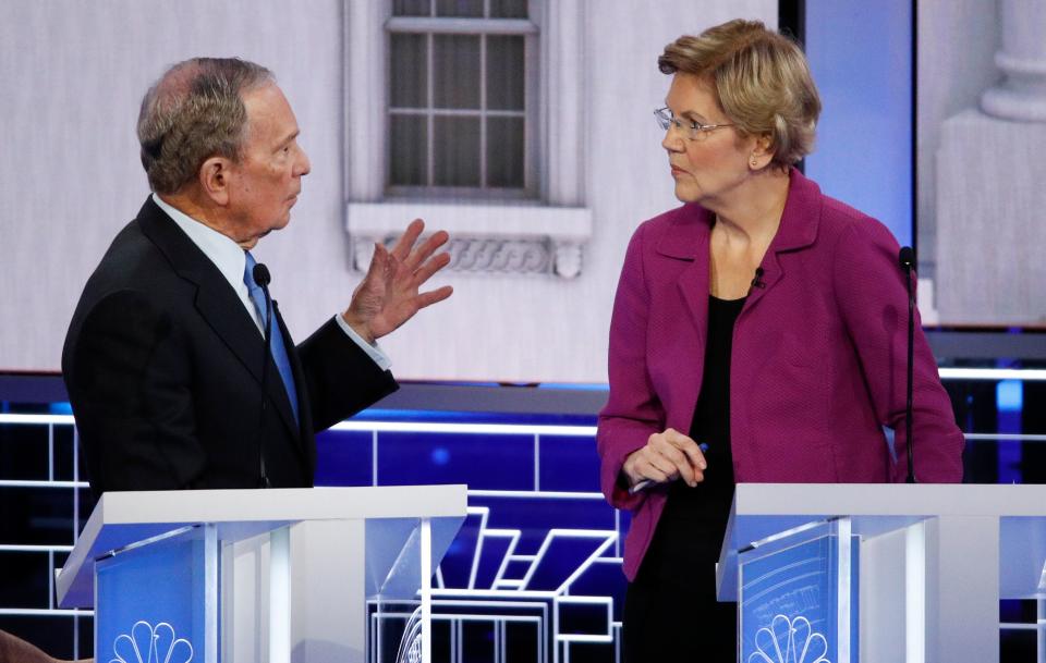 Sen. Elizabeth Warren eviscerated former New York Mayor Mike Bloomberg at his first Democratic presidential debate, going after him on his comments about women, his taxes and his support for policies like stop-and-frisk. (Photo: John Locher/ASSOCIATED PRESS)