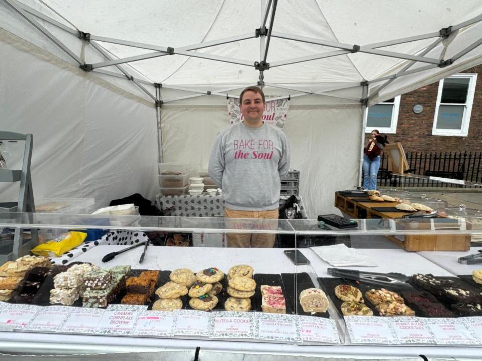 The Northern Echo: Greg Humphreyson running the Bake for the Soul stall.