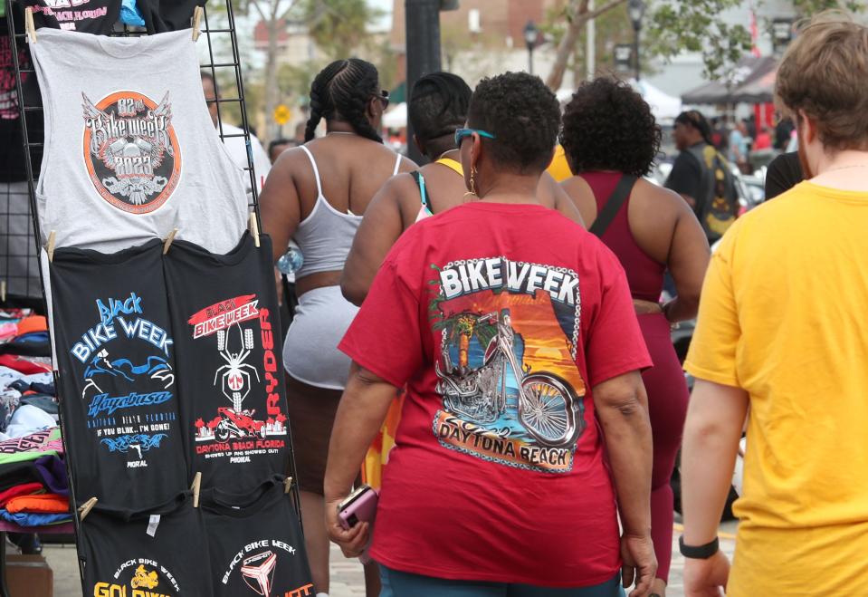 Visitors pack the sidewalk along Mary McLeod Bethune Boulevard during Black Bike Week 2023 in Daytona Beach. A tradition since 1971, the event returns March 7-10 during Bike Week in Daytona Beach.