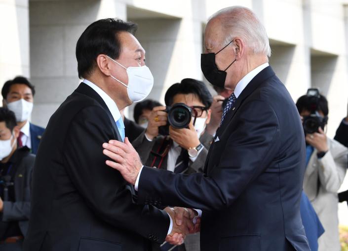 Joe Biden and South Korean president Yoon Suk-yeol (AP)