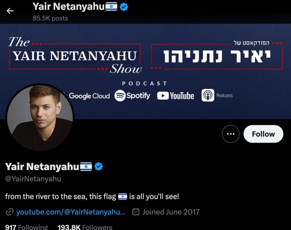 Yair Netanyahu, son of Israel's Prime Minister Benjamin Netanyahu.