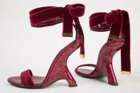 This undated photo provided by the Fashion Institute of Technology shows a pair of shoes designed by Tom Ford in 2012. The shoes are displayed at the "Shoe Obsession" exhibit at The Museum at the Fashion Institute of Technology Museum in New York. The exhibition, showing off 153 specimens, runs through April 13. (AP Photo/Fashion Institute of Technology)