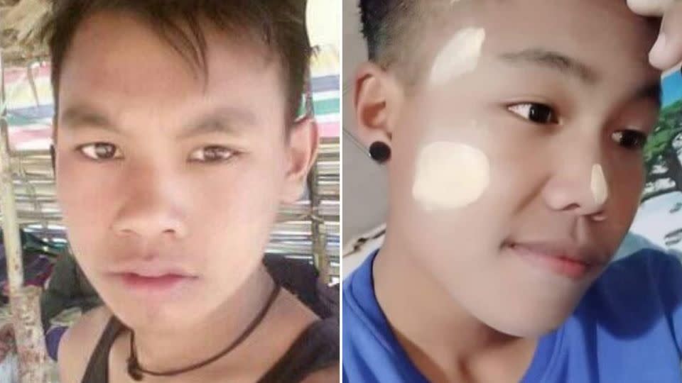 This split shows pictures of Phoe Tay, 21 and Thar Haung, 20. - Phoe Tay and Thar Htaung's family