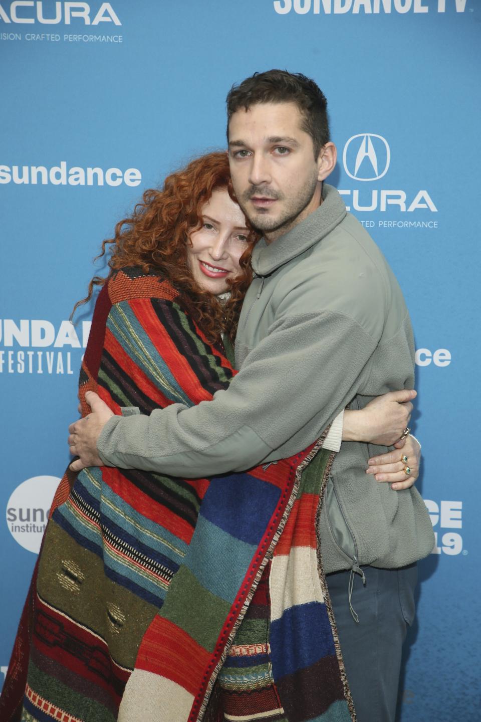 Director Alma Har'el, left, and actor Shia LaBeouf pose at the premiere of "Honey Boy" during the 2019 Sundance Film Festival, Friday, Jan. 25, 2019, in Park City, Utah. (Photo by Danny Moloshok/Invision/AP)