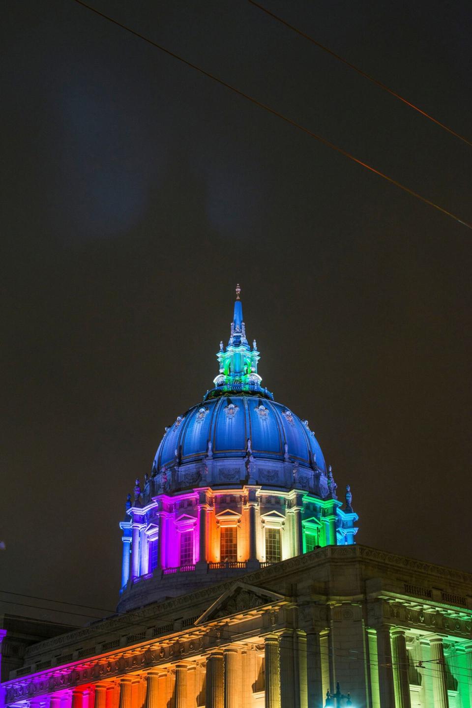 San Francisco City Hall light up in rainbow colors for Pride