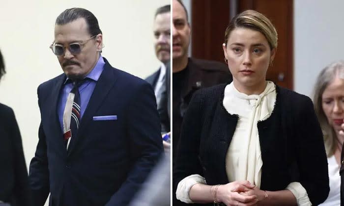 Johnny Depp y Amber Heard en el juicio en Virginia