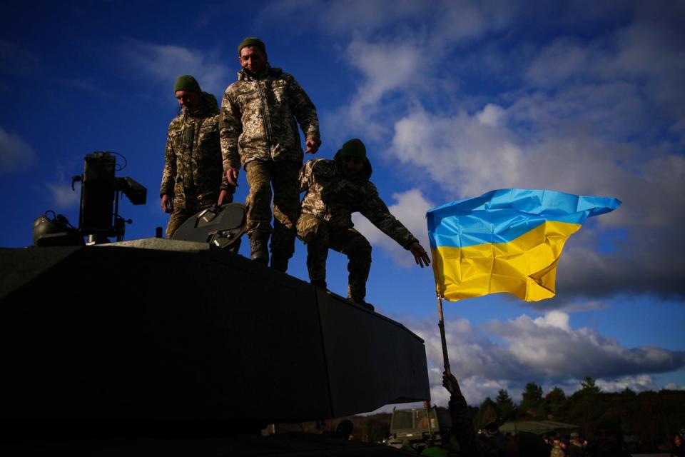 Ukrainian soldiers during training at Bovington Camp (Ben Birchall/PA) (PA Wire)