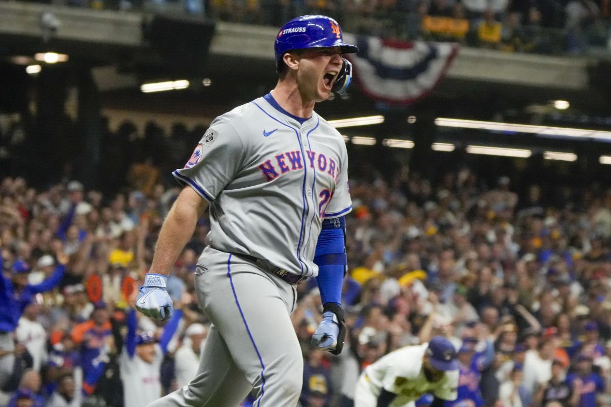 Pete Alonso’s 3-run home run leads the Mets to a comeback win over the Brewers in NL Wild Card Game 3