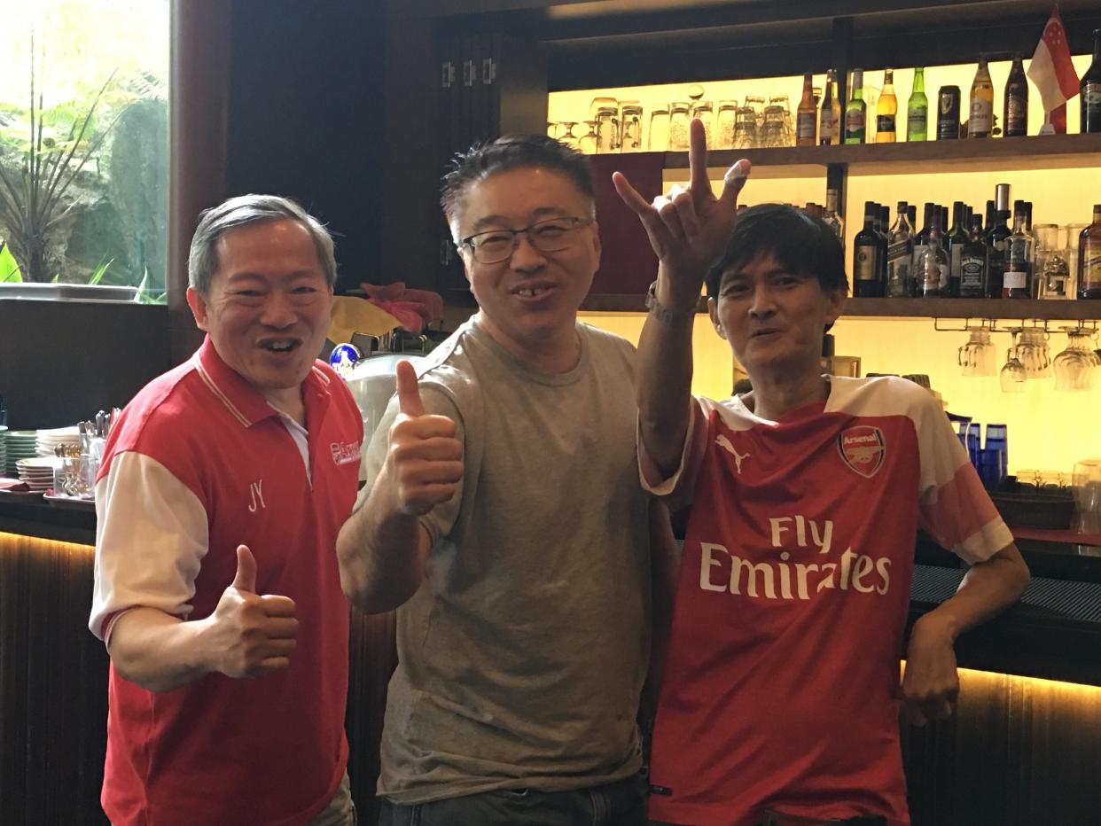 Arsenal fans in Singapore who are heading to Baku to support their team at the Europa League final on 29 May, 2019. (PHOTO: Chia Han Keong/Yahoo News Singapore)