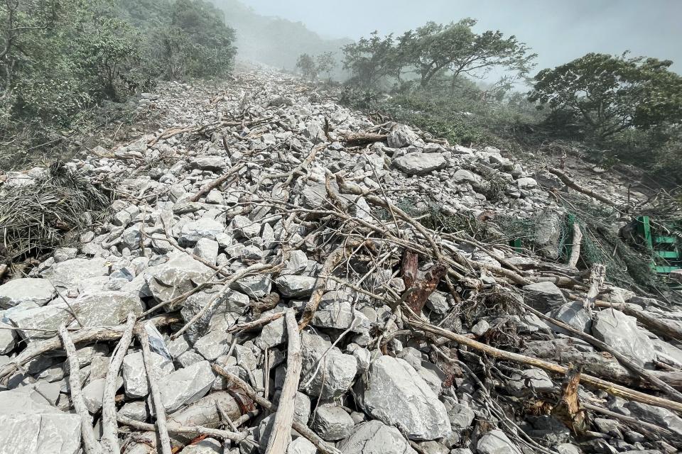 This handout from the Hualien Fire Department taken and released on April 3, 2024 shows debris in Hualien, after a major earthquake hit Taiwan's east. At least seven people were killed and more than 700 injured on April 3 by a powerful earthquake in Taiwan that damaged dozens of buildings and prompted tsunami warnings that extended to Japan and the Philippines before being lifted.