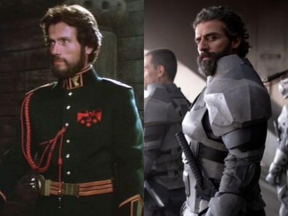 Jürgen Prochnow and Oscar Isaac as Duke Leto Atreides in "dune"