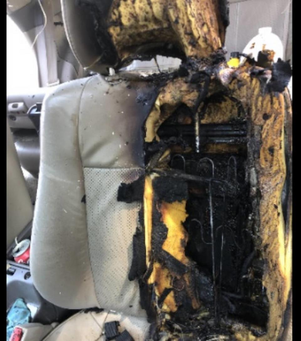 A car was damaged after a woman accused of arson set it on fire, according to Olympia police.