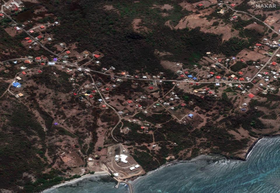 The community of Argyle on Carriacou Island pictured in 2023 (Satellite image ©2024 Maxar Technologies)