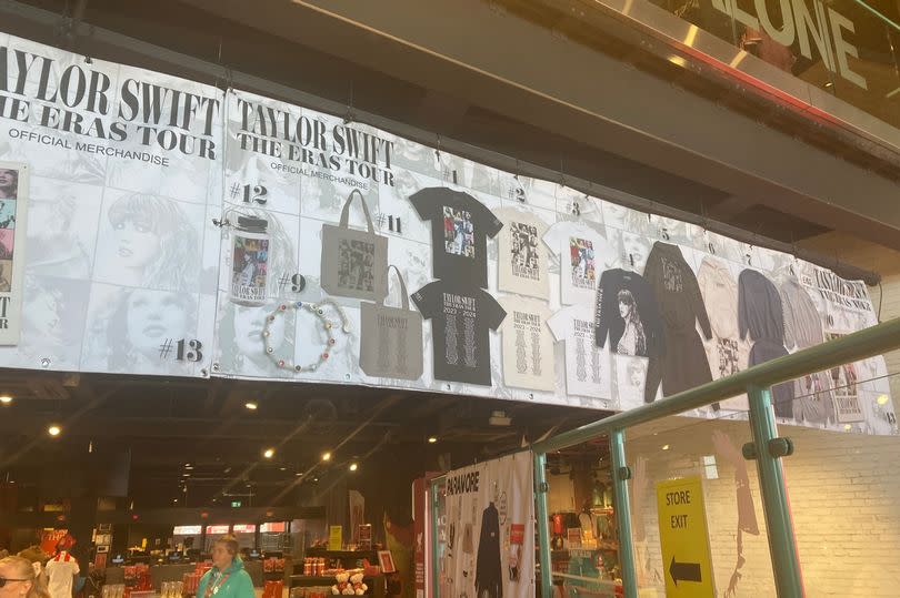 Taylor Swift Eras Tour merchandise at Anfield Stadium