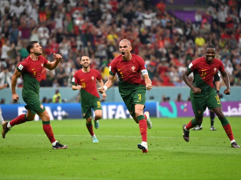 Pepe headed home Portugal’s second goal against Switzerland (Getty Images)