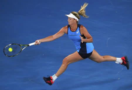 Tennis - Australian Open - Melbourne Park, Melbourne, Australia - 22/1/17 Coco Vandeweghe of the U.S. hits a shot during her Women's singles fourth round match against Germany's Angelique Kerber. REUTERS/Jason Reed