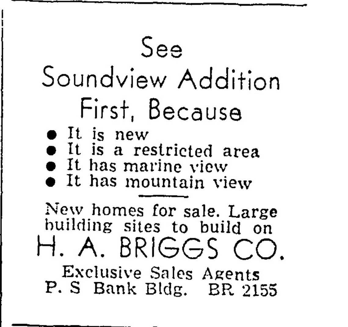 An ad for a “restricted” subdivsion published in The News Tribune on May 17, 1940. According to UW Racial Restrictive Covenants Project coordinator Sophia Dowling, coded language was often employed in advertisements for new subdivisions with racially restrictive covenants.