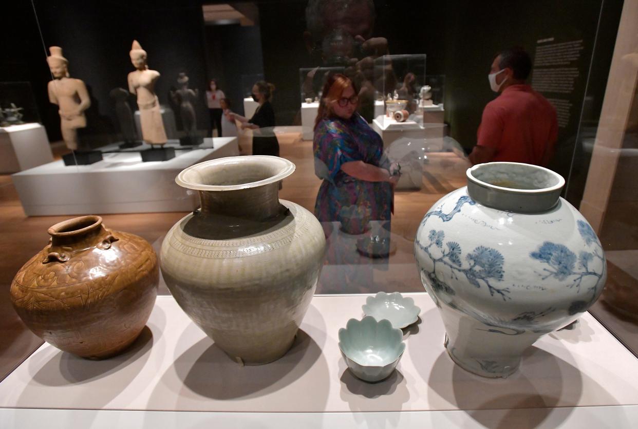 A display of stoneware and porcelain from Korea, Thailand and Vietnam dating back to the early 12th Century to the mid-18th Century on display at  Jacksonville's Cummer Museum of Art and Gardens.